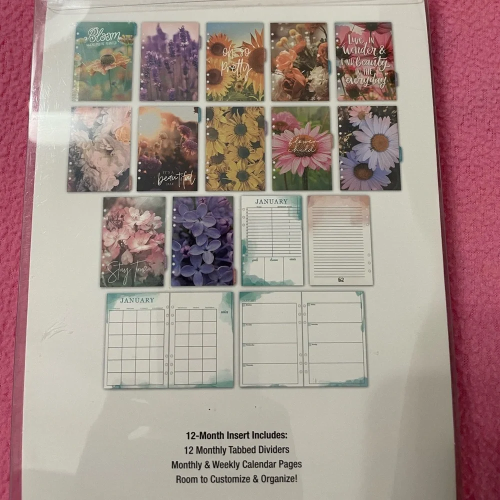 Floral planner inserts
